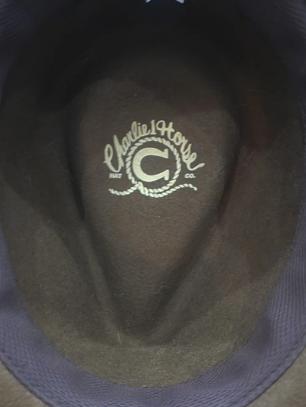 Charlie 1 Horse Wool Felt Western Fedora Hat Brown Tan Size Medium Horseshoe